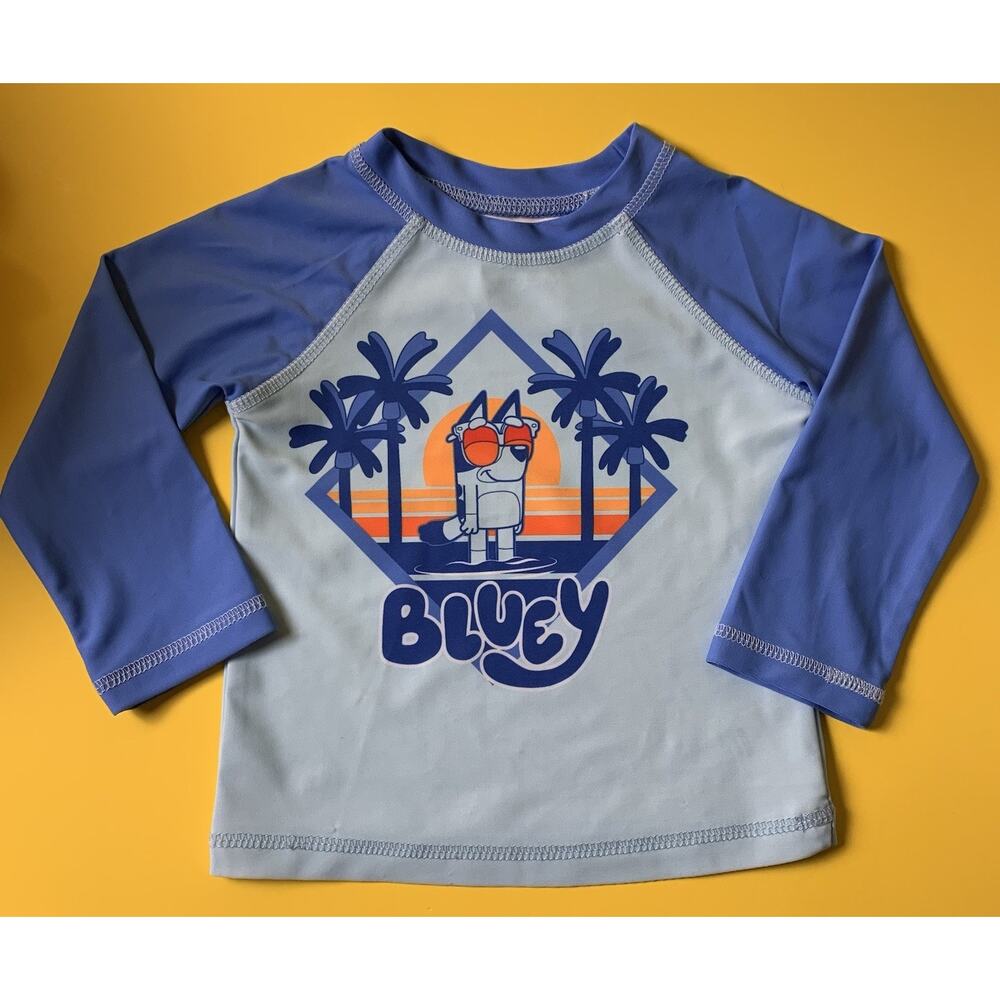 BLUEY THE DOG RASH GUARD SWIM SHIRT BABY TODDLER BOYS SIZE 12M 12 MONTHS BLUE